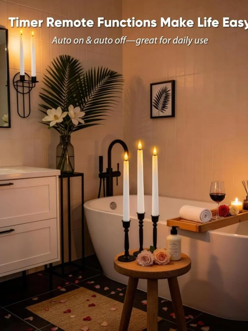 24 Pcs LED Flameless Taper Candles with Remote - Flickering Battery Operated